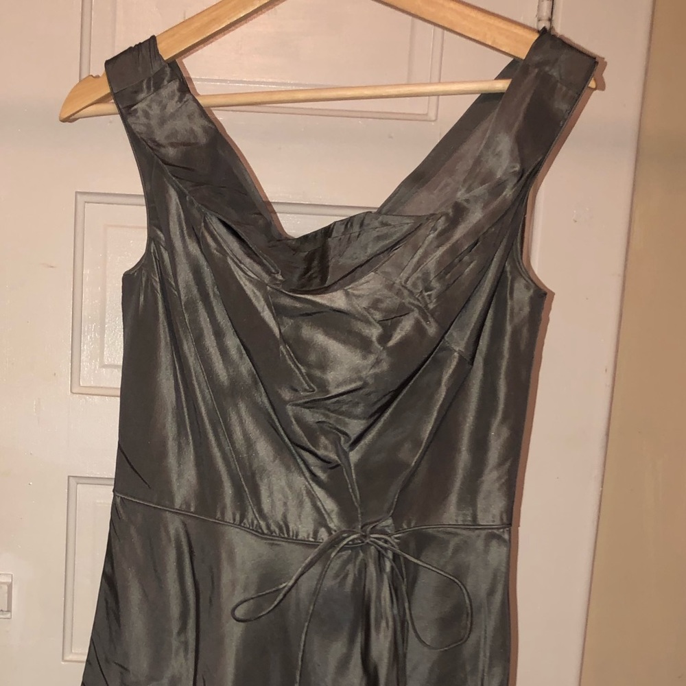 Banana Republic off the shoulder silver dress.